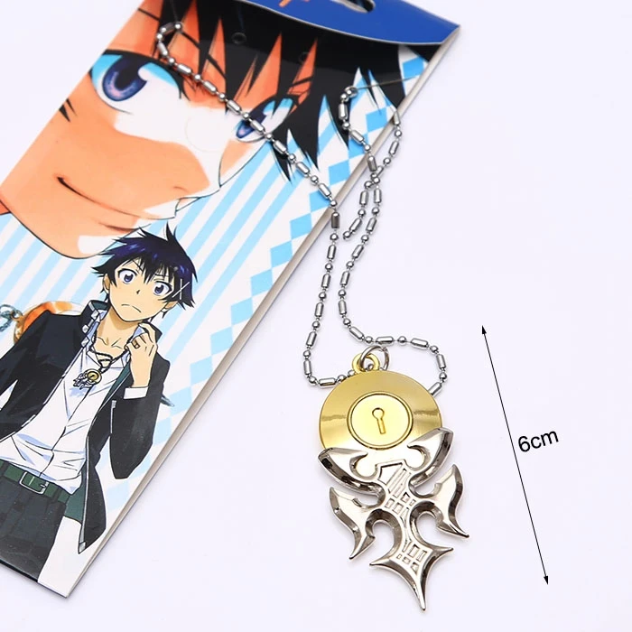 

Anime Necklace Nisekoi Ichijyo Raku Lock Metal Pendant Necklace Torque Model Toys Cosplay Jewelry Neckchain Gift Collection Toy