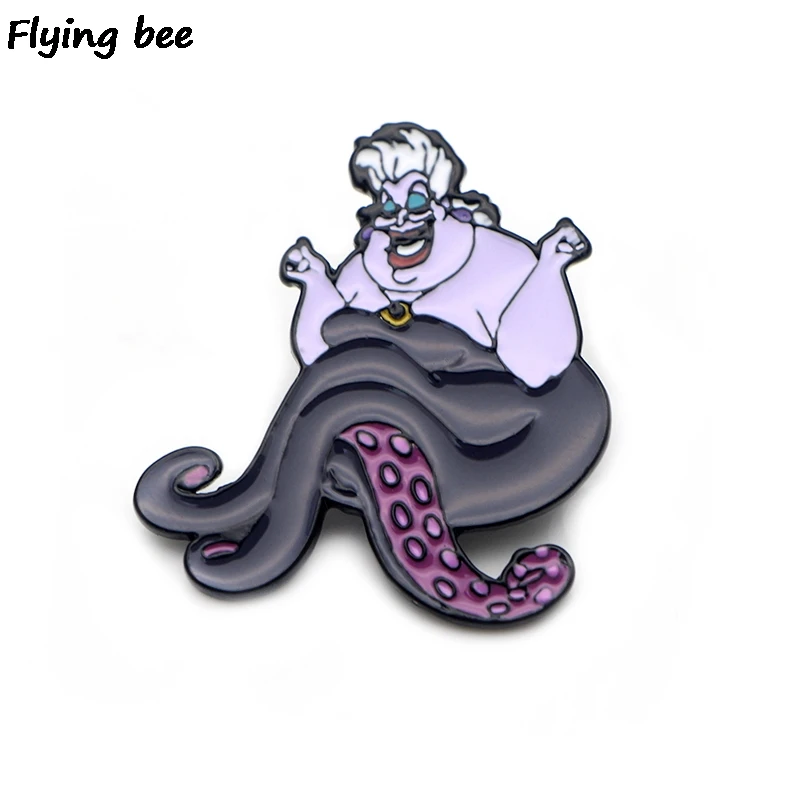 

Flyingbee Ursula Funny Brooch and Pin Cartoon Pin Enamel Pins Badges Lapel Pin Brooches Badge for Friends Women Men X0434