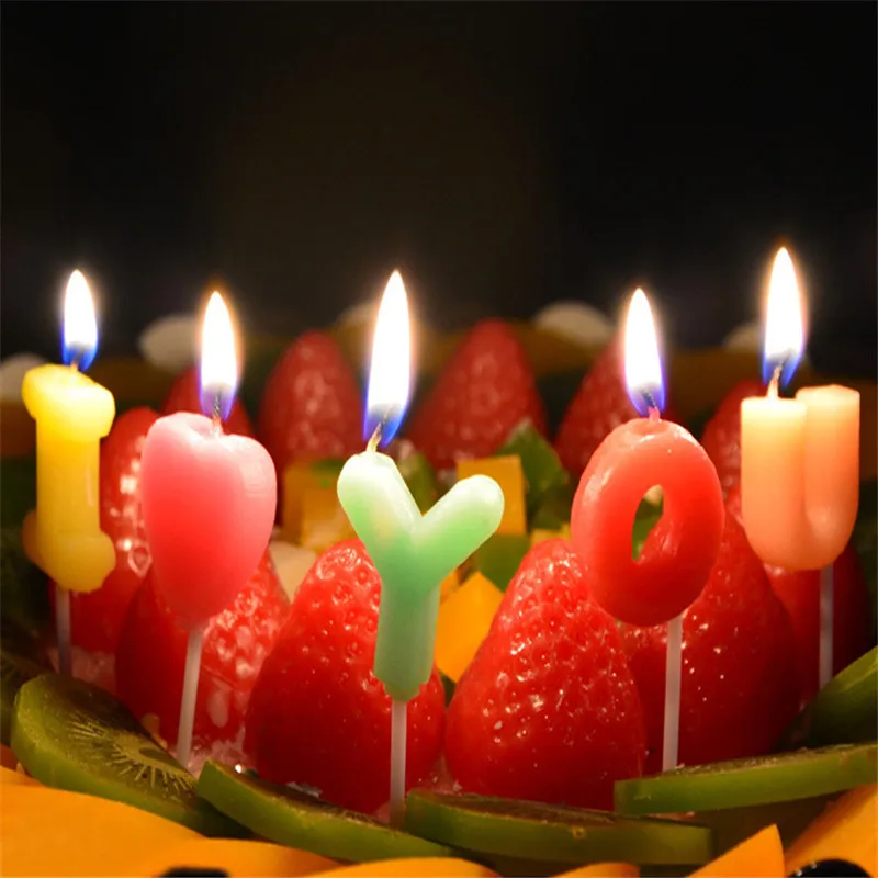 Музыкальная Светодиодная свеча с надписью I LOVE YOU, вечерние, праздничные, на день рождения, свадьбу, романтическая Свеча для торта, на Рождество