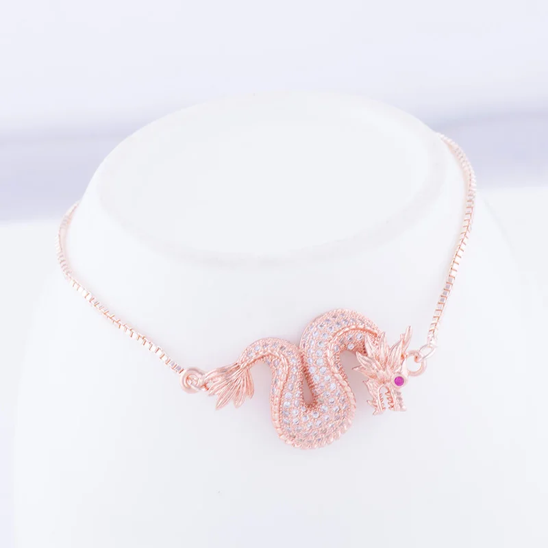 Rose Gold Juya ручной работы Регулируемые цепочки золото/серебро/розовое золото Дракон браслеты поставки для женщин мужчин талисман Рождественский подарок браслет - Окраска металла: Rose Gold