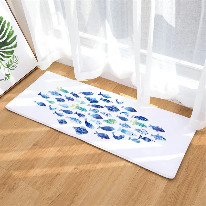 1PC 40x60cm Small fish Home Bath Mat Non-slip Bathroom Carpet Soft kitchen Toilet Floor Decor Easter | Дом и сад