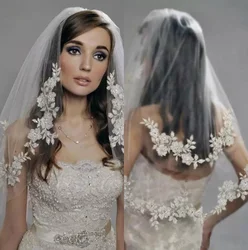 Elegant Short Wedding Veils Custom Made Appliques Tulle One Layer Bridal Veils Cheap Wedding Accessories