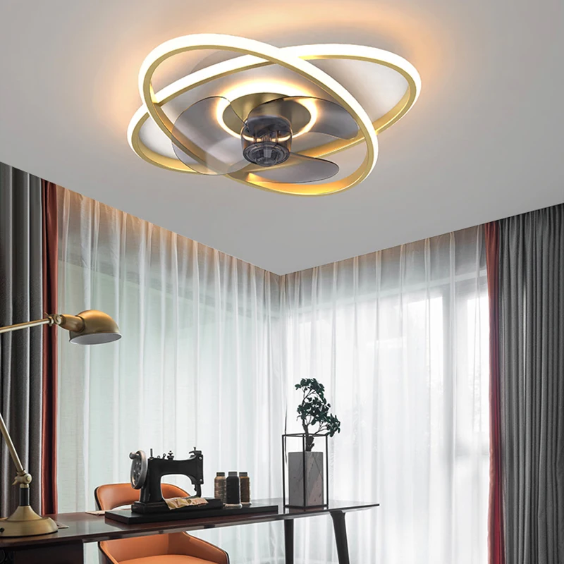 Nordic decorative study led ceiling lamps chandelier fan bedroom ceiling fan with led light and control fans with light