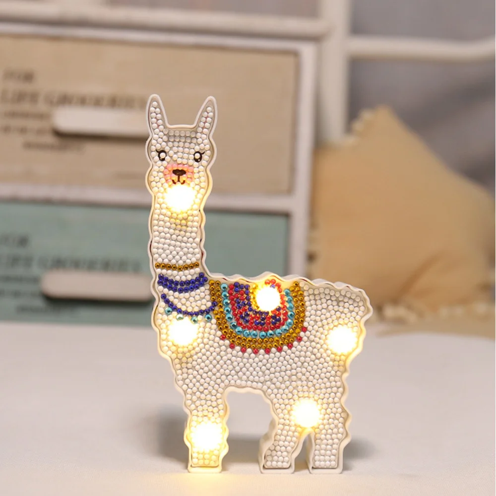 Alpaca 5D светодиодный Ночной светильник с алмазной росписью, полностью сверлильный, специальная форма, светильник s для спальни, Новогоднее украшение, рождественский подарок - Цвет: Alpaca