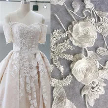 Премиум 3D цветок лепестки аппликация искусственный шелк вышивка DIY высокого класса пользовательские свадебные аксессуары RS2622