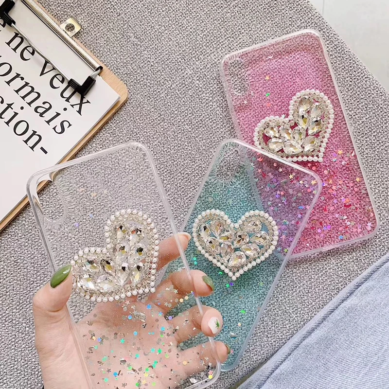 

XINGDUO Luxury Diamonds Phone Case for Samsung M10 M20 M30 Bling Perfume bottle Pearl flower case for S8 S9 S10Plus A70 A50 A30