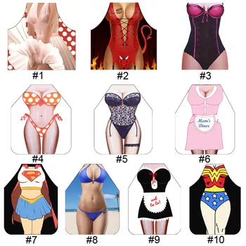 

10 Colors Funny 3D Cartoon Kitchen Apron Digital Printed Sexy Women Aprons Bibs BBQ Barbecue Cooking Pinafore Avental Uniform