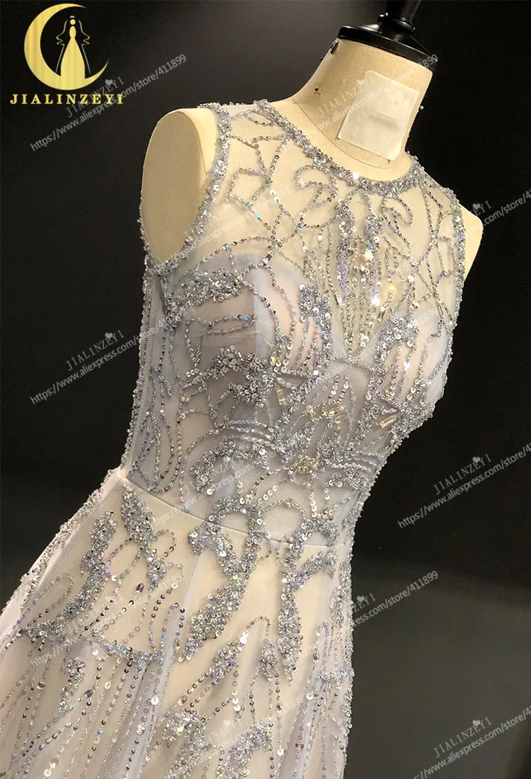 Rhine real Pictures роскошный бисер Кристалл сексуальный Серый Пол Длина vestido de noiva халат de soiree Арабский Вечерние платья Длинные