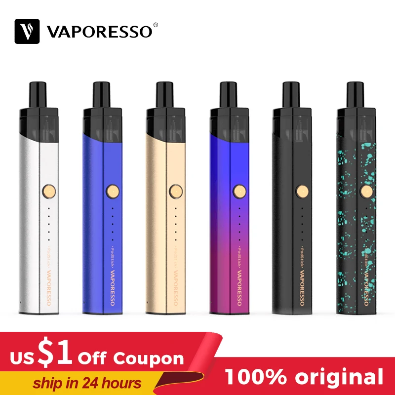  Vaporesso Podstick vape pen kit 2ml capacity 1.3/0.6ohm pod Atomizer 900mAh Built in battery electr