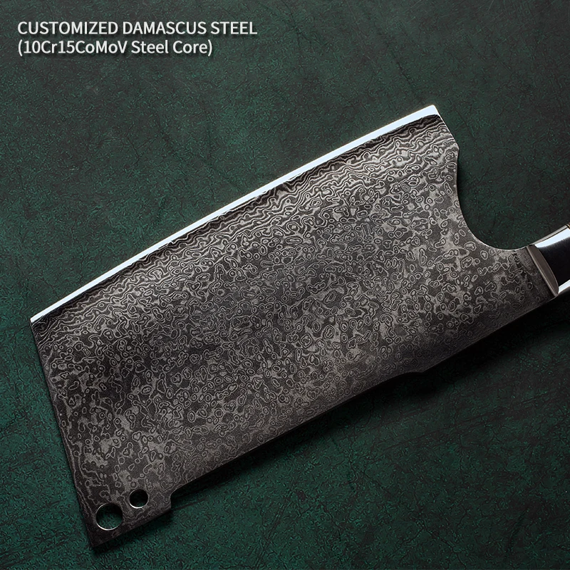 Fzizuo Kézzel Készített Damaszkusz Acél Vágó Kés Nagy Teherbírású Chopper Csontok Kínai Húskések Henteskés A Konyhához