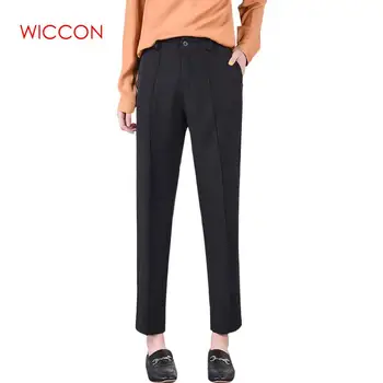 

WICCON New Black Solid Ankle Length Pants Women 2020 Summer Autumn Fashion Hot Sell Trousers Casual OL High Waist Harem Pants