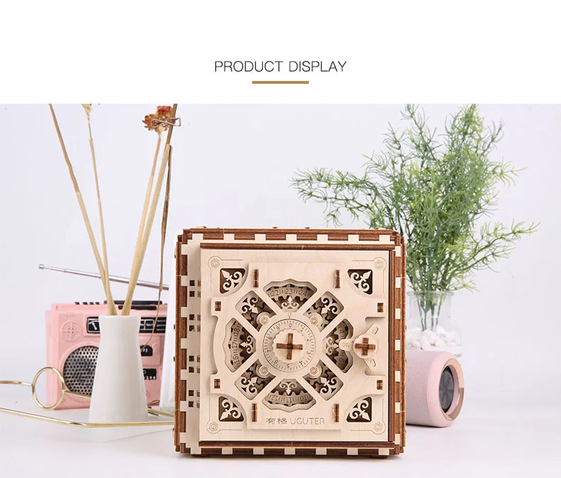 Mecânico de Madeira Caixa de Senha Presente para Namorada Uguter Modelo Tridimensional Puzzle Criativo Montado Jóias 3d 6 Cheap Quebra-cab.