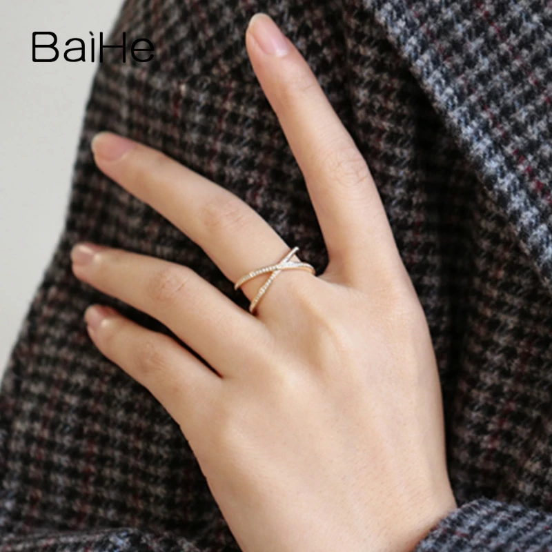 BAIHE Solid 14K желтое золото 0.39ct круглый H/SI природные бриллианты свадебные женские