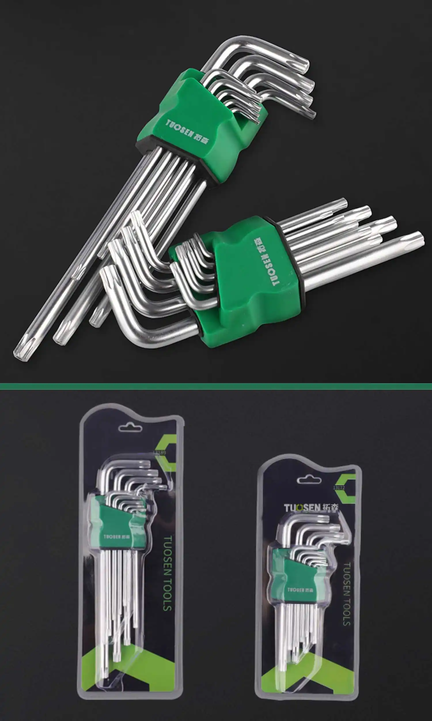 

9PCS L Type T10 T15 T20 T25 T27 T30 T40 T45 T50 Hand Tools Double End Allen Hex Key Metric British Hexagon Wrench Set