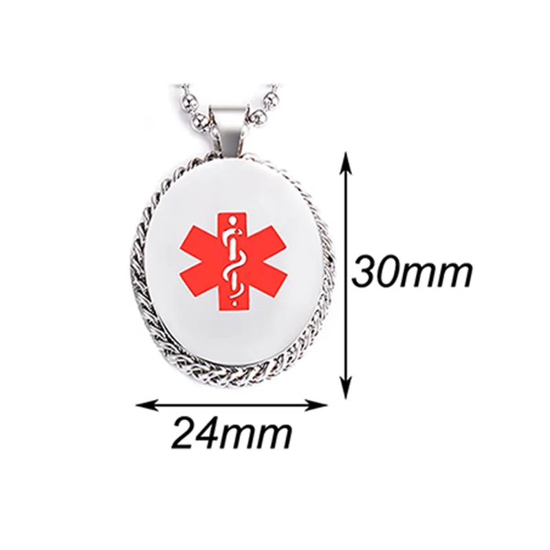 Free Engraving Unisex Stainless Steel Medical Alert ID Necklace Health Emergency Identification Pendant Necklaces Jewelry 3