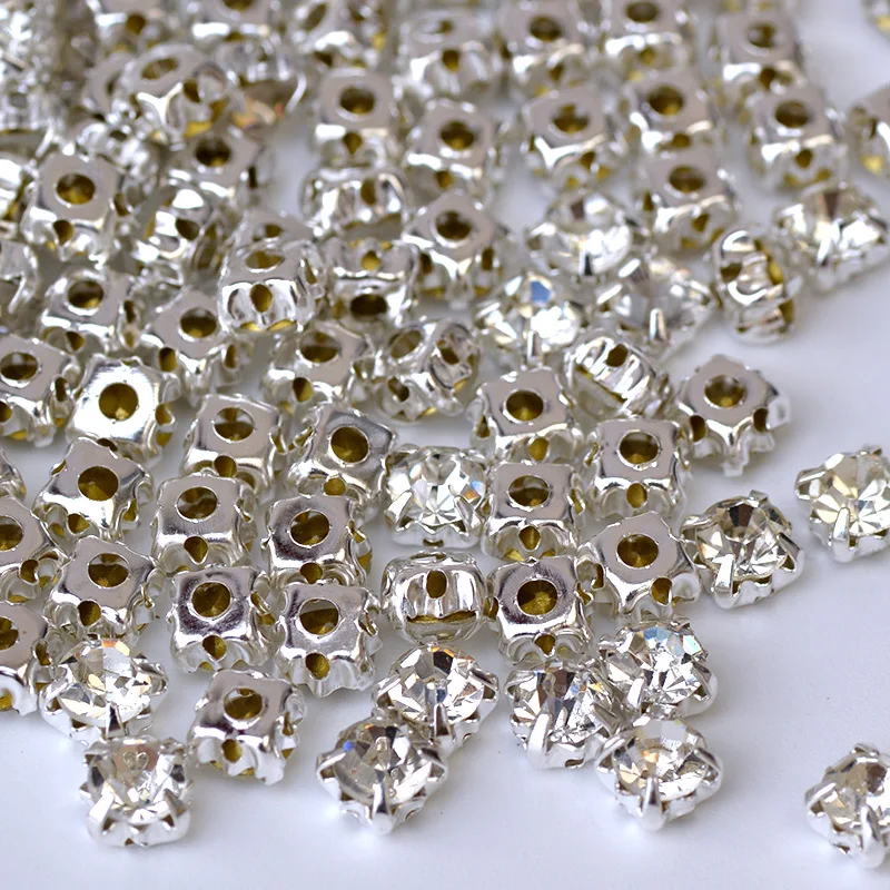 JUNAO 6 7 8 10 мм золотые Швейные коготь стеклянные стразы круглые кристаллические бусины аппликации сшитые стразы из Искусственного хрусталя для свадебного платья