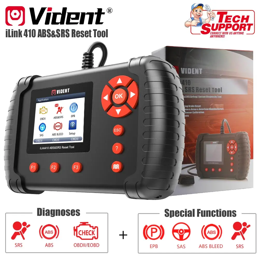 Диагностический инструмент VIDENT iLink410 устройство для сброса данных ABS и SRS SAS с системой диагностики OBDII| |