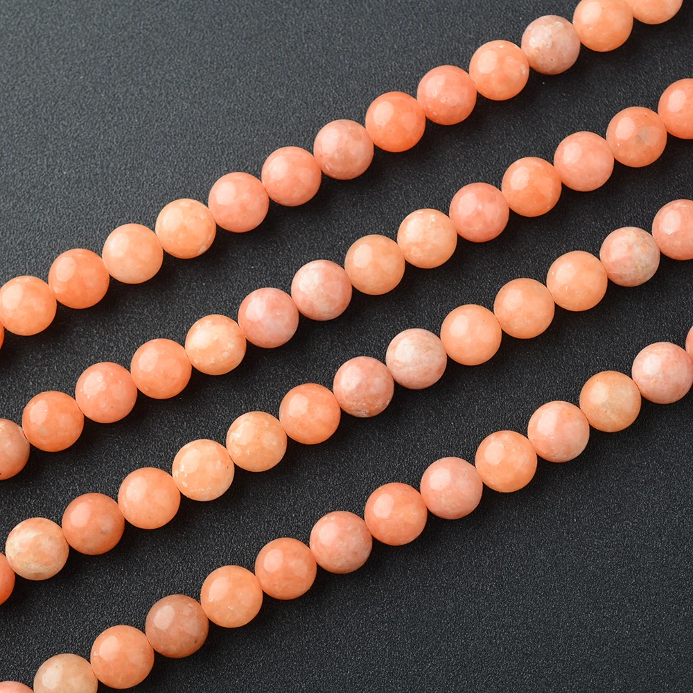 High Quality Natural Genuine South Africa Orange Pink Calcite Round Jewellery Loose Ball Beads 6mm 8mm 10mm 15