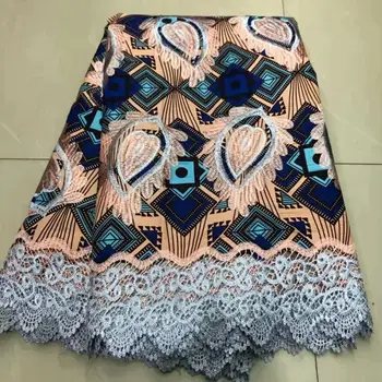 

2020 hot selling African wax with lace/High quality cotton lace wax fabrics/african fabrics Wax printed embroidery laces!AE-32