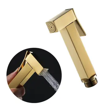 

Shiny Gold Handheld Bidet Sprayer Square Shower Head Douche Fauce Toilet Cleaner