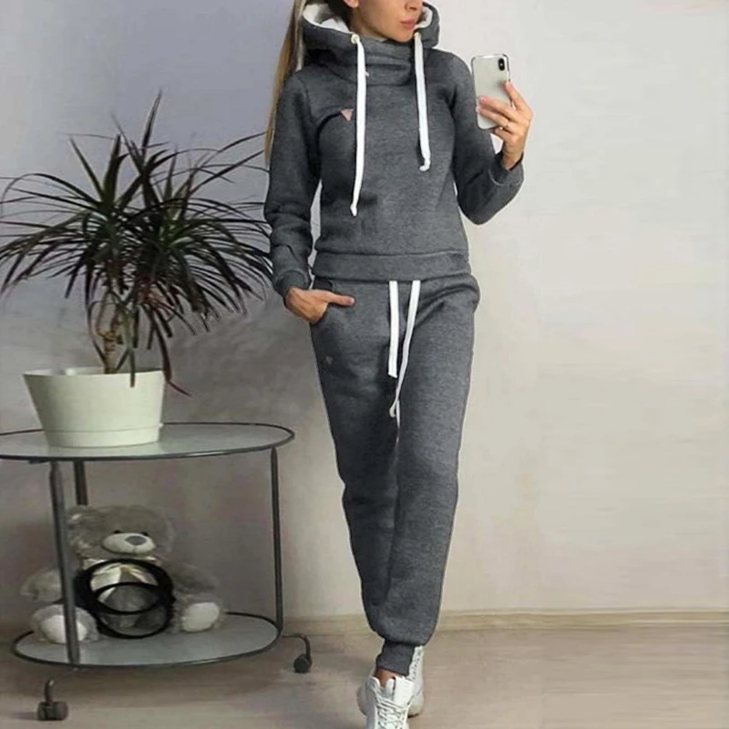 ¡Novedad de otoño-invierno 2020! Chándal para mujer de Sfit, conjuntos de dos piezas, chaquetas de manga larga y pantalones, trajes cálidos