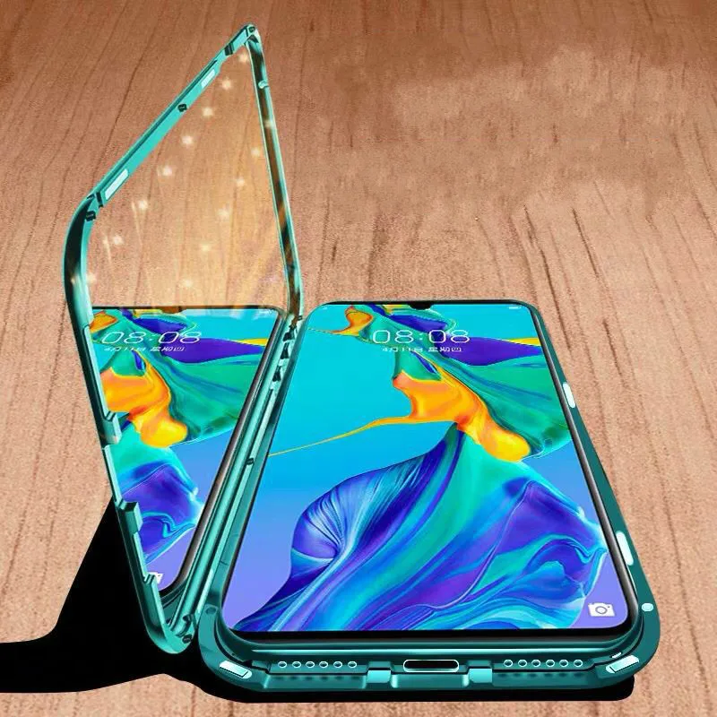 Metal Magnetic Glass phone case for Huawei P20 P30 Pro Lite P Smart 2019 protective cases Mate 20 flip Cover | Мобильные телефоны и