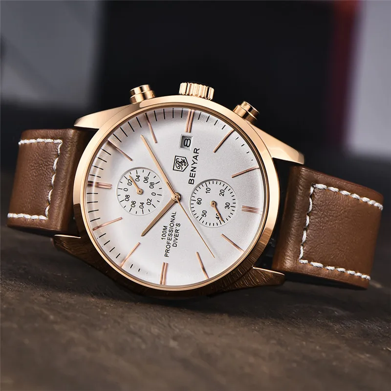 Benyar 5187 Mens Chronograph Watch - Brown | Vivid Nuance South Africa