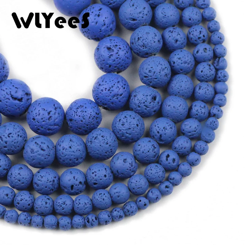 WLYeeS Royal blueVolcanic каменные бусины из натуральной лавы гематит Круглые свободные для
