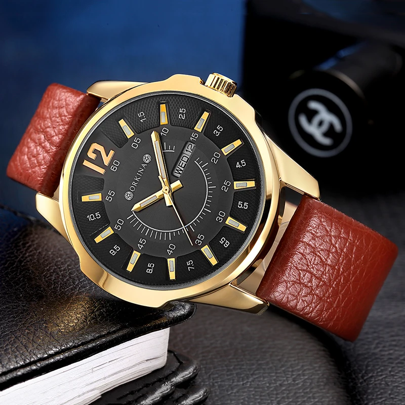 Top Luxury Brand Men Business Rose Watches Chronograph Waterproof Quartz Analog Wristwatch Male Clock Relogio Masculino