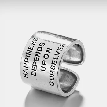 

S925 Sterling Silver Index Finger Ring Female Ins Style Minimalist Trendy Smooth Letters Exaggerated Ring Gift Korean Jewelry