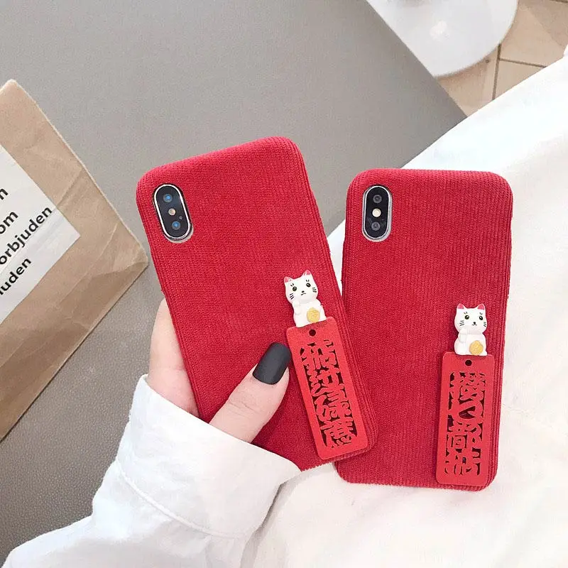 Сплошной цвет Lucky Cat Анти осень PC чехол для iPhone 11 Pro Max X XS XR 6 6s 7 8 Plus серии Funda| |
