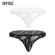 Горячее белье, сексуальные мужские трусики, кружевные, прозрачные, эротические, с выпуклой сумкой, трусы, танга, Hombre, мужские стринги и стринги, нижнее белье