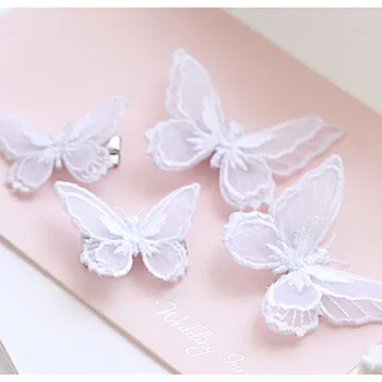 

10pcs Women Girls Lace Embroidery Hair Clip Pin Claw Hair Accessories (White)