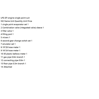 

LPG Conversion Kit for LPG EFI engine single point