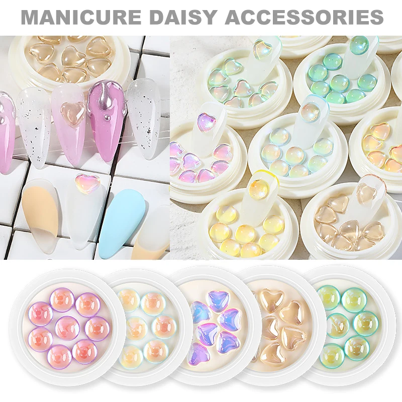 

8mm New sale Glossy Round Shaped Crystals Rhinestones Mocha Mix color 3D Flatback Glass For DIY Nail art accessories