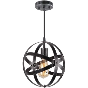 

Nordic Antique Creative Black Round Earth Chandelier Retro American Industrial Bar Chandelier