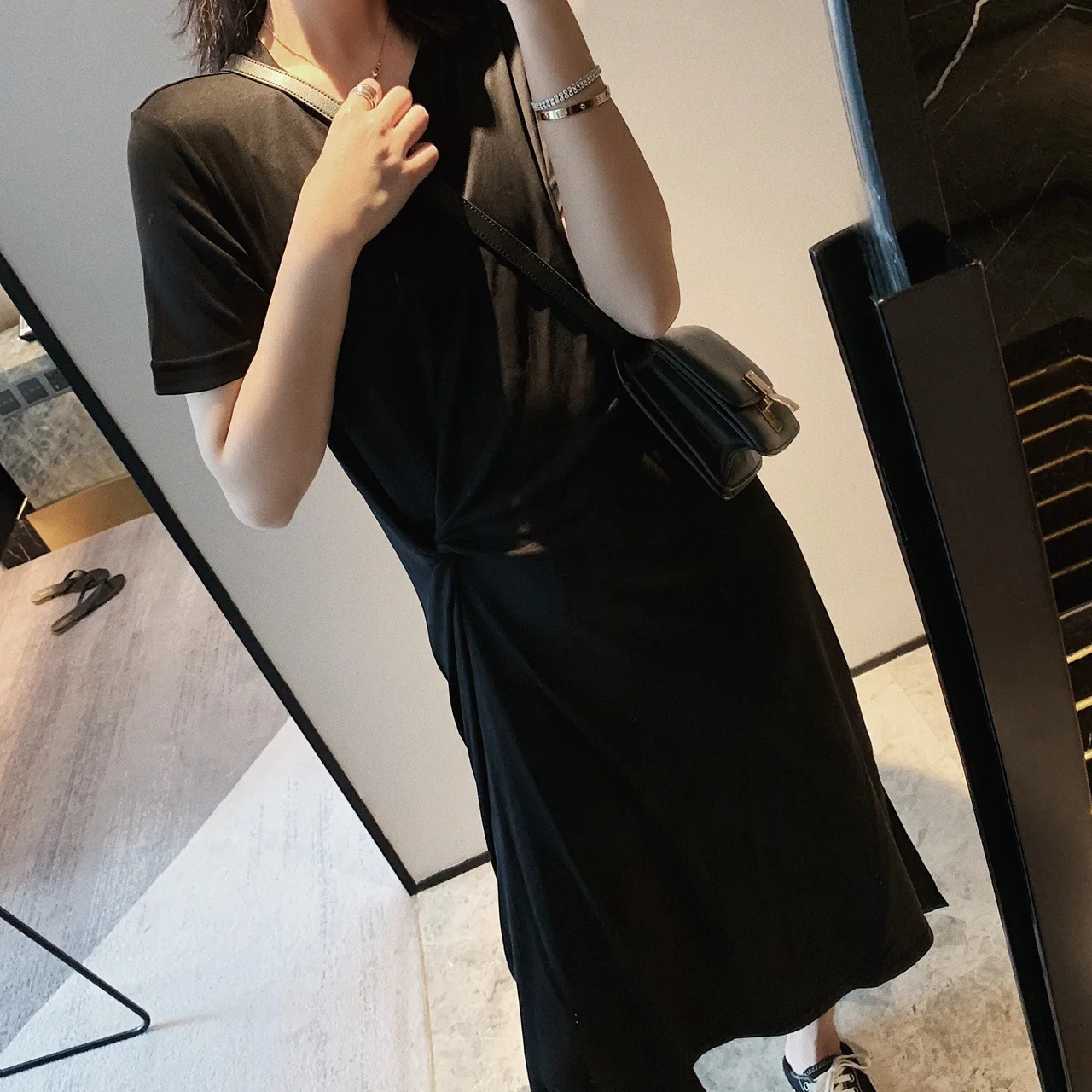 LANMREM Новая Летняя мода корейский стиль Женская одежда круглый вырез короткий рукав плиссированные асимметричные платья WG39303L