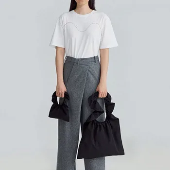 

SUNNY BEACH Women Bag Cotton Ruffles Canvas Summer Totes Shopping Bag Shoulder Female Handbag Bolsas Bag Japanese Light Bag