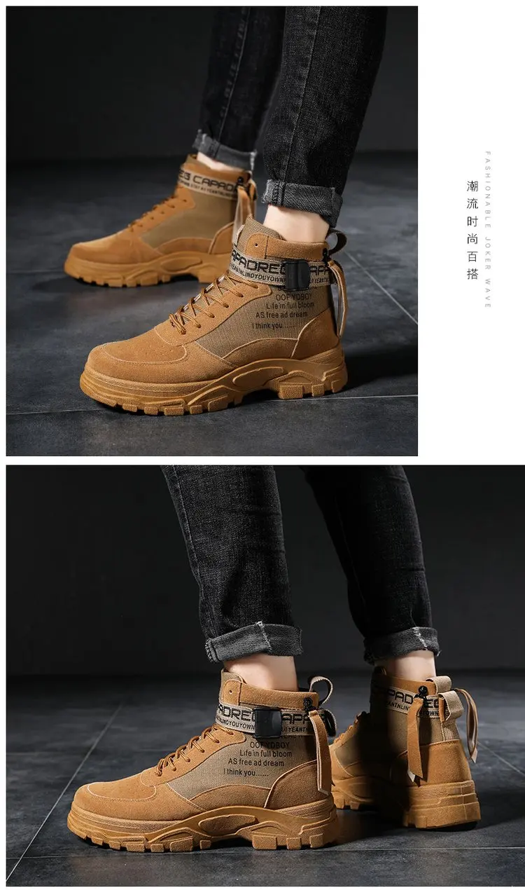 Зимние мужские ботинки; замшевые уличные Зимние ботильоны; мужские Нескользящие ботинки на шнуровке с пряжкой и ремешком; Британские кроссовки; Zapatos De Hombre