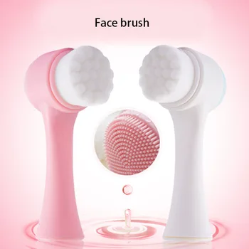 

1PCS Manual Double-sided Facial Cleansing Brush Soft Silicone Cosmetic Pore Cleaner Blackhead Removal for Women washing face