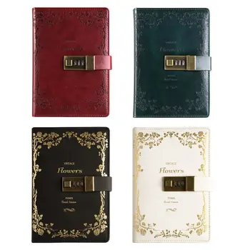 

B6 Retro Notebook with Password Lock Leather Cover Traveler Diary Planner Agenda School Supplies Gift Stationery