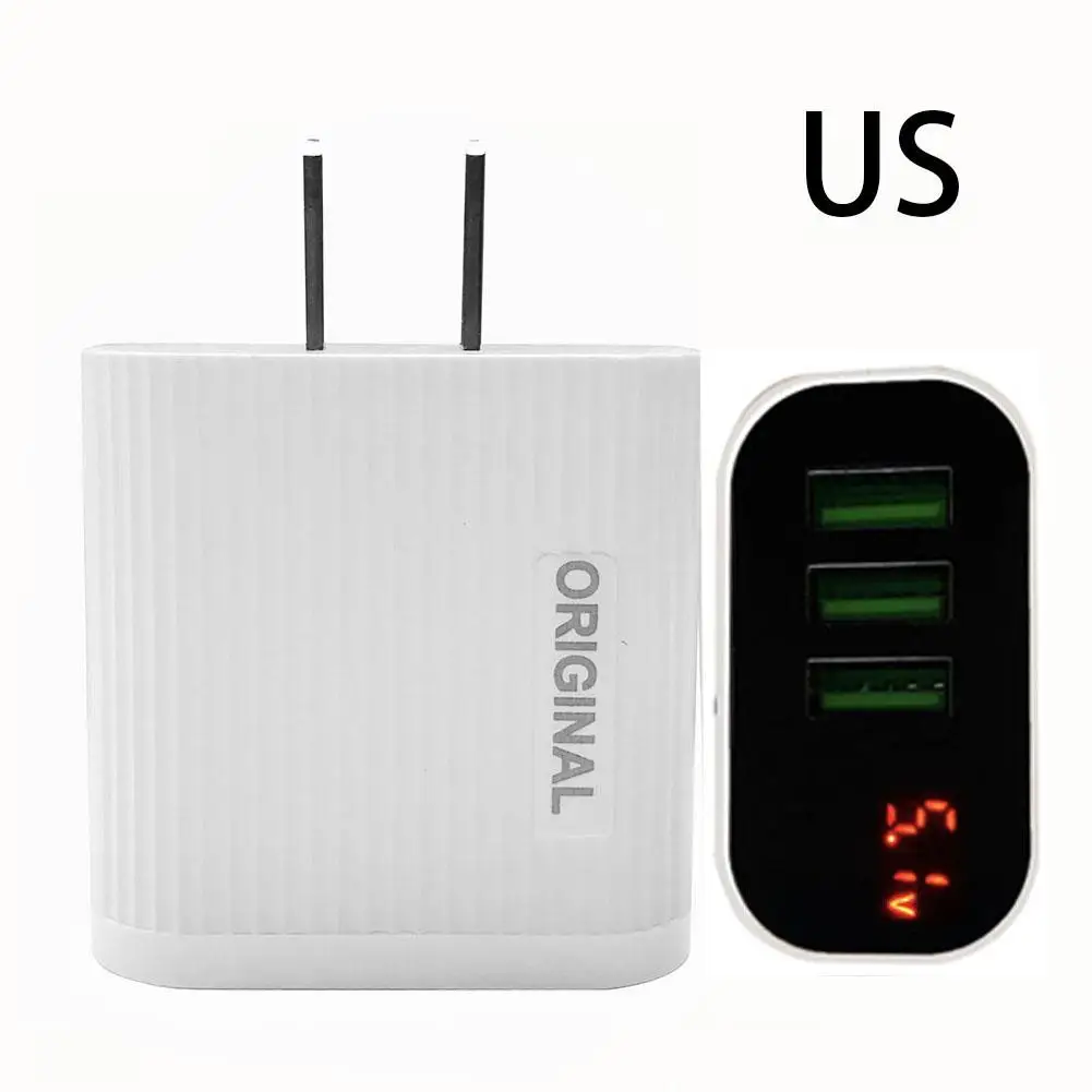 Светодиодный дисплей 5 в 3 А 3 порта USB быстрое зарядное устройство для мобильного телефона для дома и путешествий быстрое зарядное устройство для быстрой зарядки настенное зарядное устройство EU/US Plug