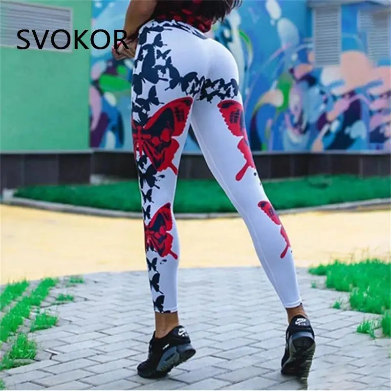Женские леггинсы с принтом SVOKOR спортивные штаны для йоги Леггинсы пуш-ап брюки