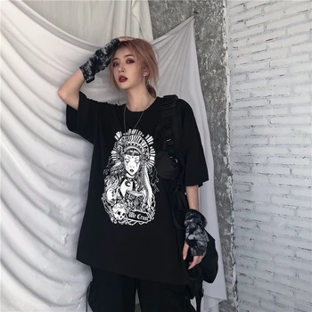 

Summer Goth sexy female tee aesthetic loose women t-shirt punk dark Grunge streetwear ladies top gothic tshirts Harajuku clothes