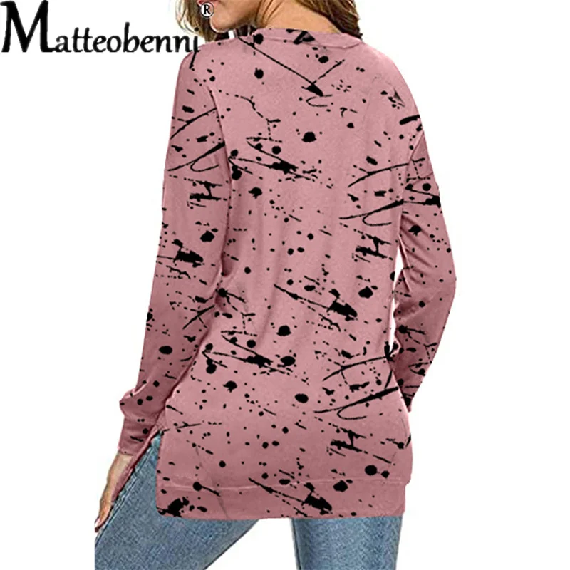 2021 Women's Autumn Winter New Fashion Graffiti Printing Loose Long Sleeve Sweatshirt Casual All-Match Pullover Tops