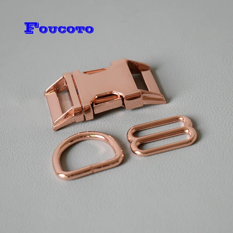 

50 sets metal side release buckle D rings slider clip clasp 25mm webbing for paracord dog collar harness DIY sewing accessories