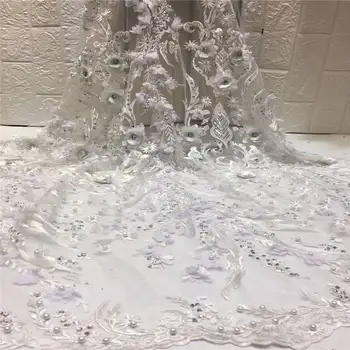 

African 3d lace fabric high quality french net lace 2020 sequins Nigerian guipure embroidery tulle mesh laces fabric for wedding