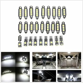 

27 Pcs/Set White Car Interior LED Light Kit Play And Plug Easy To Install Save Power Supply Left Right Front Rear