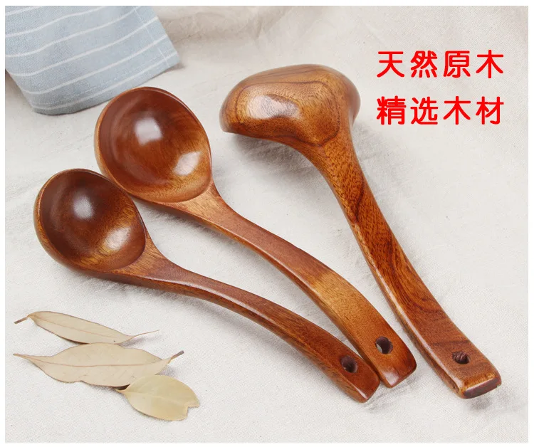 Manufacturers Direct Selling Natural Solid Wood Spoon Dark Color Wood Ladel Wholesale Wooden Spoon Hot Pot Spoon Can Carve Writi