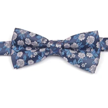 Модный темно-синий цветочный галстук-бабочка с узорами, предварительно завязанный Галстук-бабочка s